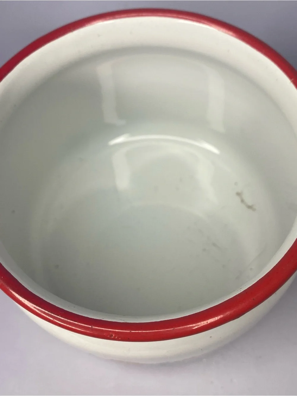Vintage Cinsa Saltillo Mexico Enamelware White/Red Sugar Pot Floral Design